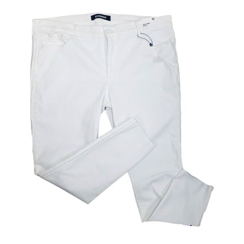EXPRESS Mid Rise Stretch Ankle Leggings White Size 18L